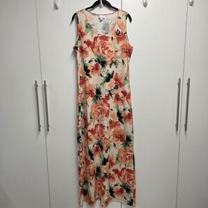 LuLaRoe Floral Maxi Dress in Orange and Green